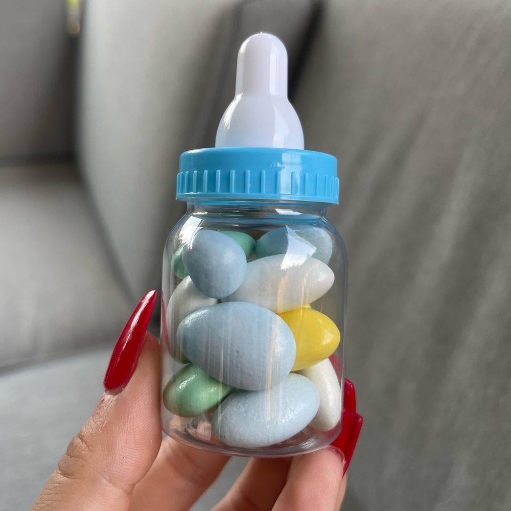 Baby Boy Bottle Party Favors Filled W/ Jordan Almonds - Picture 2 of 5